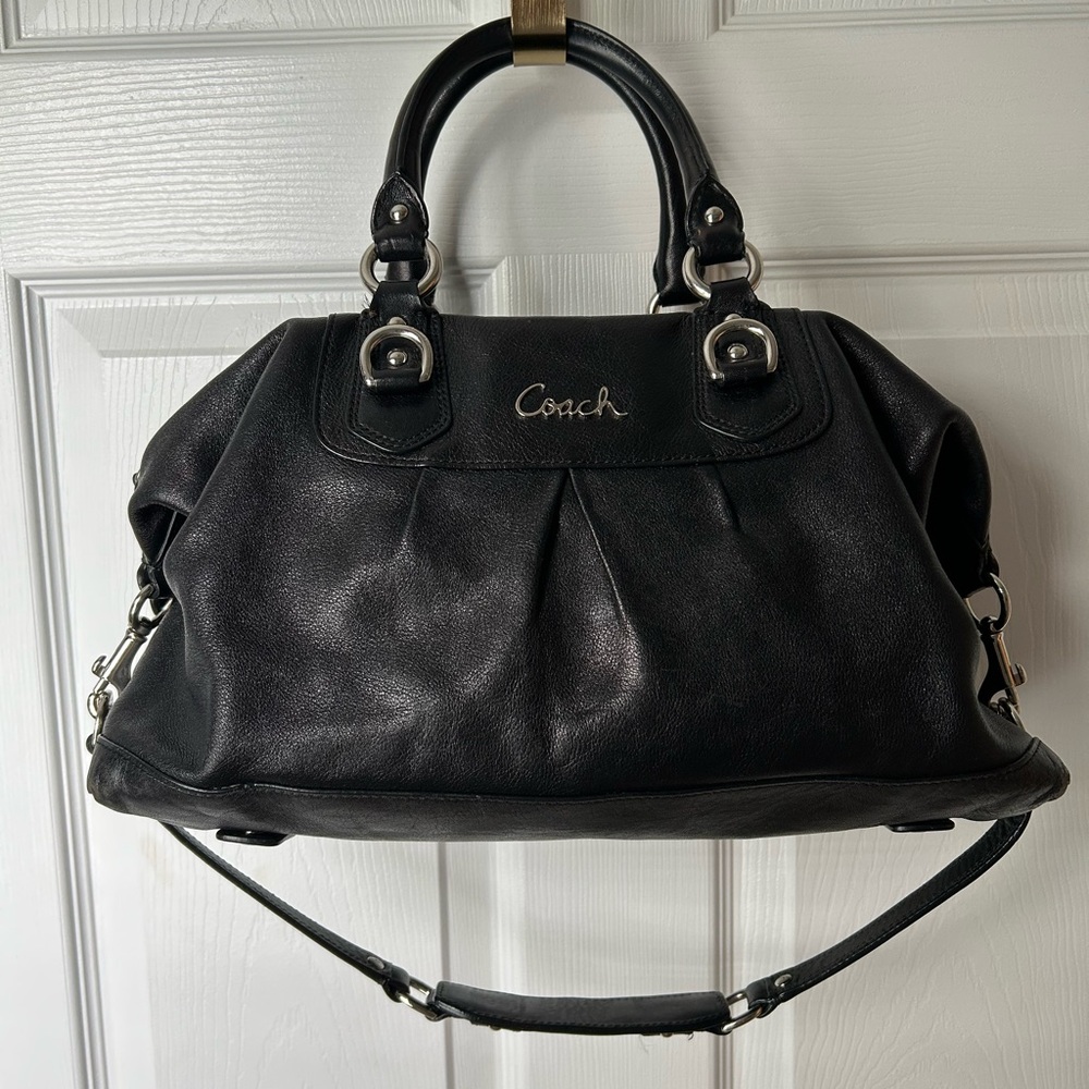 Authentic Coach “Ashley” Black Leather Women's Satchel Bag